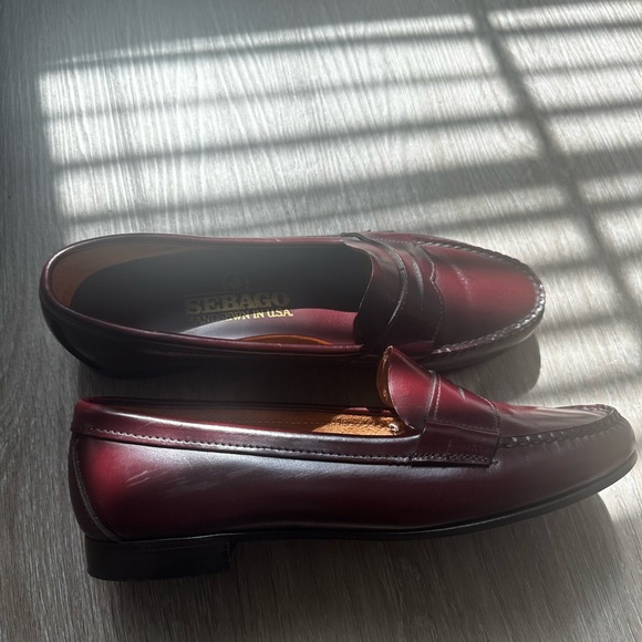 Sebago Burgundy Leather Penny Loafers - Picture 3 of 7